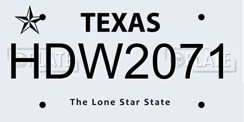 HDW2071 Texas License Plate