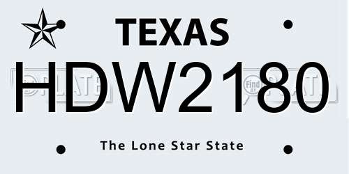 HDW2180 Texas License Plate