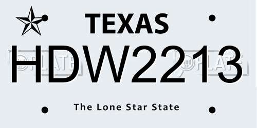 HDW2213 Texas License Plate