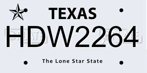 HDW2264 Texas License Plate