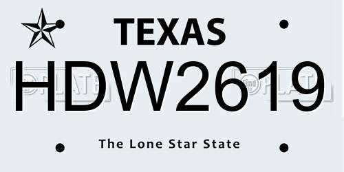 HDW2619 Texas License Plate