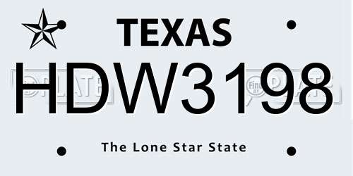 HDW3198 Texas License Plate