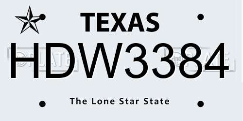 HDW3384 Texas License Plate