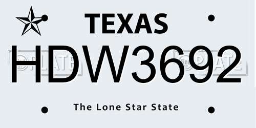 HDW3692 Texas License Plate