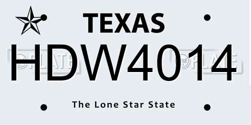 HDW4014 Texas License Plate