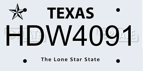 HDW4091 Texas License Plate