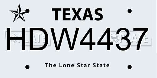 HDW4437 Texas License Plate