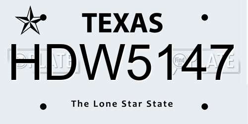 HDW5147 Texas License Plate