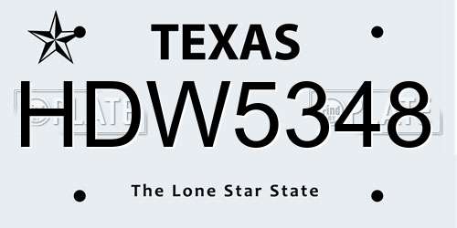 HDW5348 Texas License Plate