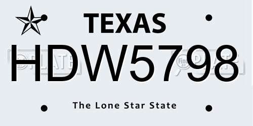 HDW5798 Texas License Plate