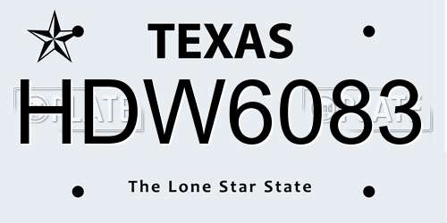 HDW6083 Texas License Plate