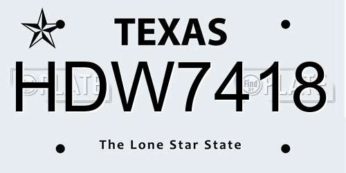 HDW7418 Texas License Plate