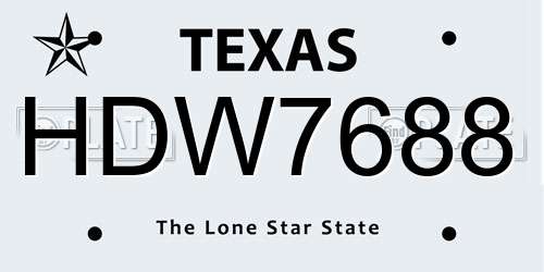 HDW7688 Texas License Plate