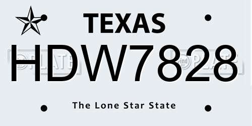 HDW7828 Texas License Plate