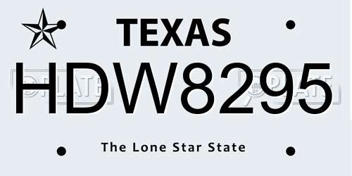 HDW8295 Texas License Plate