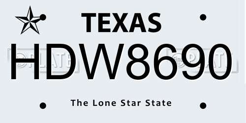 HDW8690 Texas License Plate