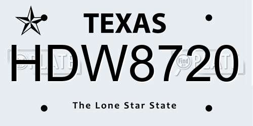 HDW8720 Texas License Plate