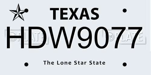 HDW9077 Texas License Plate