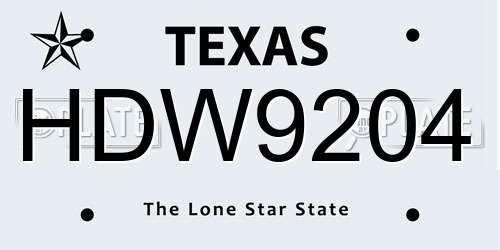 HDW9204 Texas License Plate