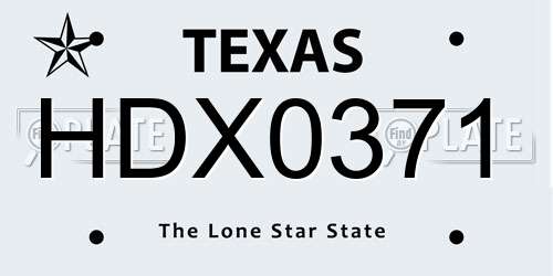 HDX0371 Texas License Plate