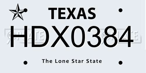 HDX0384 Texas License Plate