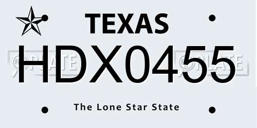 HDX0455 Texas License Plate