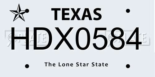 HDX0584 Texas License Plate
