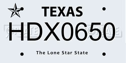 HDX0650 Texas License Plate