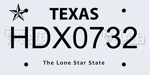 HDX0732 Texas License Plate