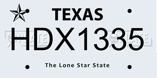 HDX1335 Texas License Plate