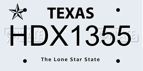 HDX1355 Texas License Plate
