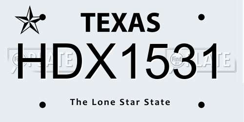 HDX1531 Texas License Plate
