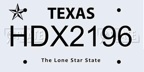 HDX2196 Texas License Plate