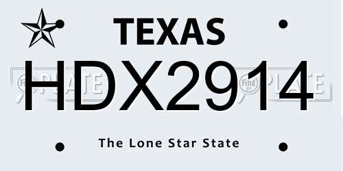 HDX2914 Texas License Plate
