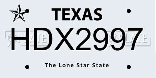 HDX2997 Texas License Plate
