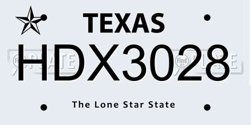 HDX3028 Texas License Plate