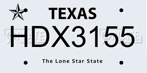 HDX3155 Texas License Plate