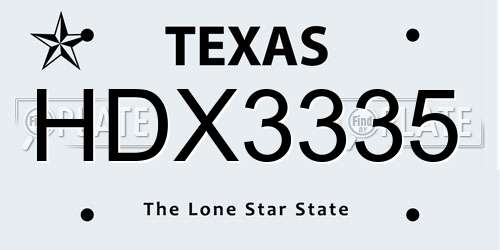 HDX3335 Texas License Plate
