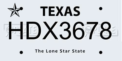 HDX3678 Texas License Plate