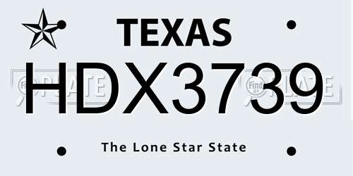 HDX3739 Texas License Plate