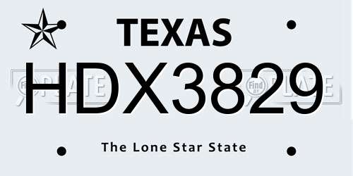 HDX3829 Texas License Plate