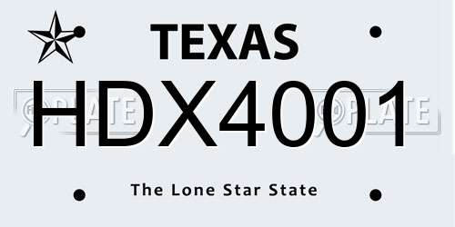 HDX4001 Texas License Plate