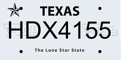 HDX4155 Texas License Plate