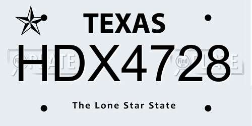 HDX4728 Texas License Plate