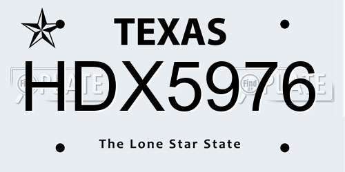 HDX5976 Texas License Plate
