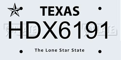 HDX6191 Texas License Plate