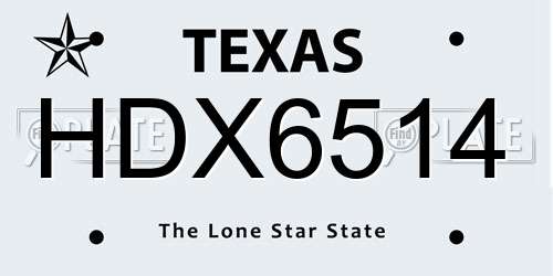 HDX6514 Texas License Plate