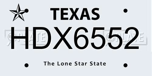 HDX6552 Texas License Plate