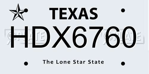 HDX6760 Texas License Plate