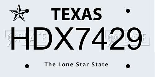 HDX7429 Texas License Plate
